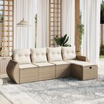 vidaXL Salon de jardin avec coussins 5 Pièces beige résine tressée