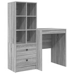 vidaXL Bureau avec tiroir avec étagère avec stockage 2 Pièces Gris Sonoma