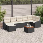 vidaXL Ensemble de canapé de jardin 8 Pièces Noir  blanc
