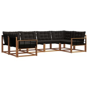 vidaXL Ensemble de canapés d'extérieur 6 pc Naturel et Noir