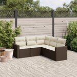 vidaXL Salon de jardin avec coussins 5 Pièces marron résine tressée