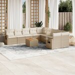 vidaXL Salon de jardin 11 Pièces avec coussins beige résine tressée