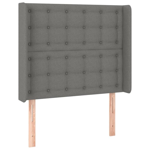 vidaXL Tête de lit avec oreilles Gris foncé 93x16x118/128 cm Tissu