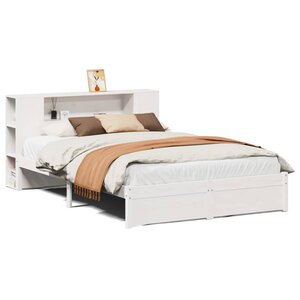 vidaXL Lit bibliothèque sans matelas blanc 140x190 cm bois pin massif
