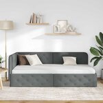 vidaXL Cadre de lit d'angle Gris foncé 90 x 190 cm tissu