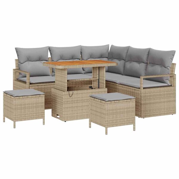 vidaXL Ensemble de canapé de jardin 8 Pièces Beige Poly rotin