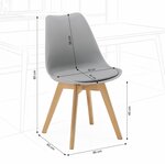 4 Chaises Grises avec Pieds en Bois