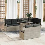vidaXL Ensemble de canapé de jardin 9 Pièces Gris clair 100 x 55 x 73 cm