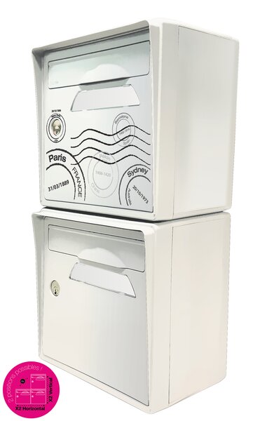 Pack de 2 boîtes aux lettres murales - "Globe-trotter" - "Blanc ivoire"