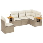 vidaXL Salon de jardin avec coussins 5 Pièces beige résine tressée