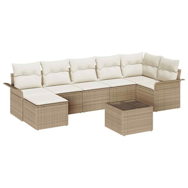 vidaXL Ensemble de canapé de jardin 8 Pièces Beige Poly rotin