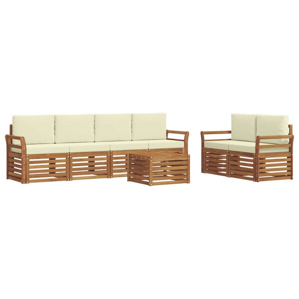 vidaXL Ensemble de canapés d'extérieur 7 pc Naturel et Crème