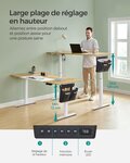 Bureau assis debout électrique 70 x 160 x (72-120) cm table réglable en hauteur mémoire 4 hauteurs pochette cadre en acier dessus épais blanc pur et gris tourterelle 12_0004550