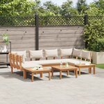 vidaXL Ensemble de canapé de jardin 4 Pièces Marron et Crème
