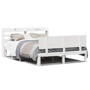 vidaXL Cadre de lit avec tête de lit sans matelas blanc 150x200 cm
