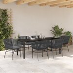 vidaXL Ensemble Salle à Manger Jardin 7 Pièces avec Coussins Noir Rotin Poly