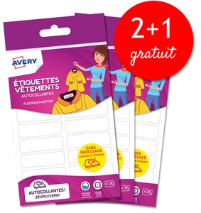 Pack promo étiquettes vêtements autocollantes - 3 sachets
