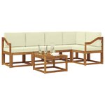 vidaXL Ensemble de canapés d'extérieur 6 pc Naturel et Crème