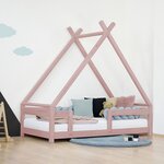 Lit cabane enfant TAHUKA 120 x 180 rose pastel