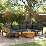 vidaXL Salon de jardin avec coussins 7 Pièces bois massif d'acacia