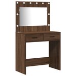 Ensemble coiffeuse 3 pièces avec LED en bois d'ingénierie chêne noir