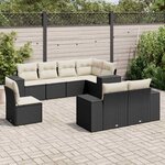 vidaXL Salon de jardin 8 Pièces avec coussins noir résine tressée