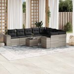 vidaXL Salon de jardin avec coussins 10 Pièces gris clair résine tressée