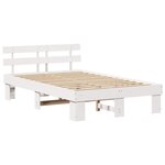 vidaXL Cadre de lit avec tête de lit blanche 135x190 cm en bois massif de pin