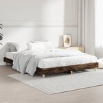 vidaXL Cadre de lit sans matelas chêne fumé 140x190 cm bois ingénierie