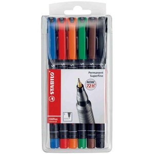 Etui de 6 stylo feutre permanent ohpen s 0 4mm stabilo
