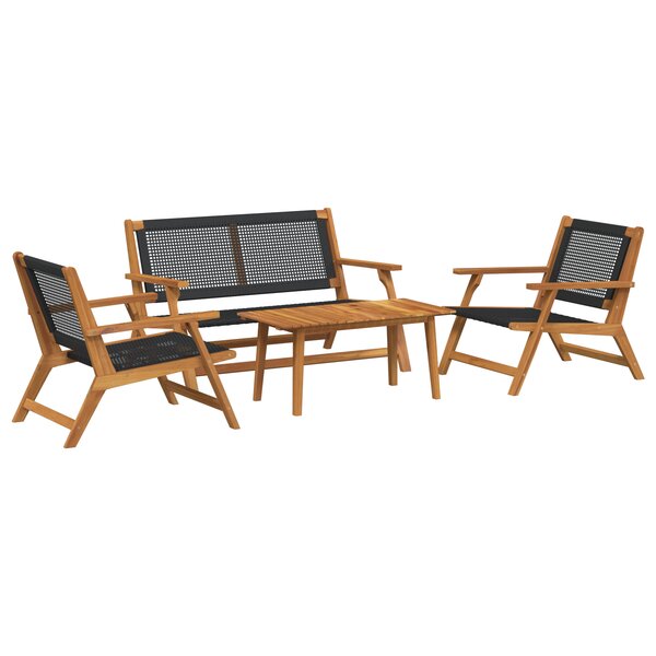 vidaXL Ensemble de chaises et table de jardin - 4 pièces en bois d'acacia noir