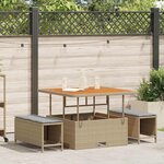 vidaXL Ensemble de salle à manger pour jardin 3 Pièces Beige Poly rotin