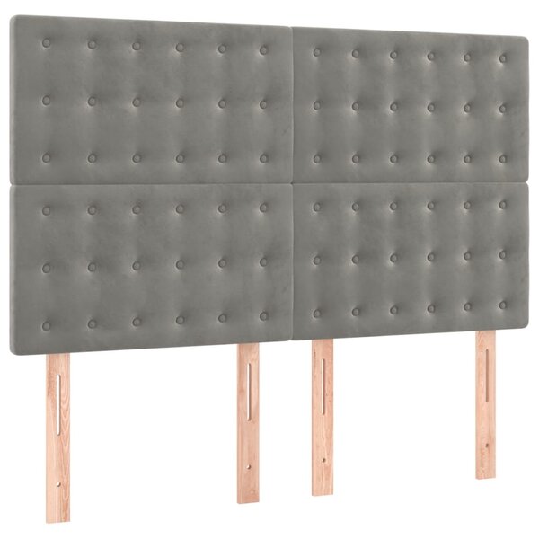 vidaXL Tête de lit Gris clair 144 x 5 x 118/128 cm Velours