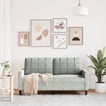 vidaXL Canapé à 2 places Gris clair 140 cm Velours