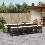 vidaXL Ensemble à manger de jardin avec coussins 13 Pièces marron rotin