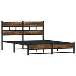 vidaXL Cadre de lit en métal sans matelas chêne fumé 140x200 cm