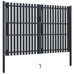 vidaXL Portail de clôture à double porte Acier 306x250 cm Anthracite