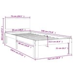 vidaXL Cadre de lit bois massif 75x190 cm petit simple