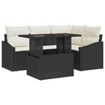 vidaXL Ensemble de canapé de jardin avec coussin 5 Pièces Noir et crème