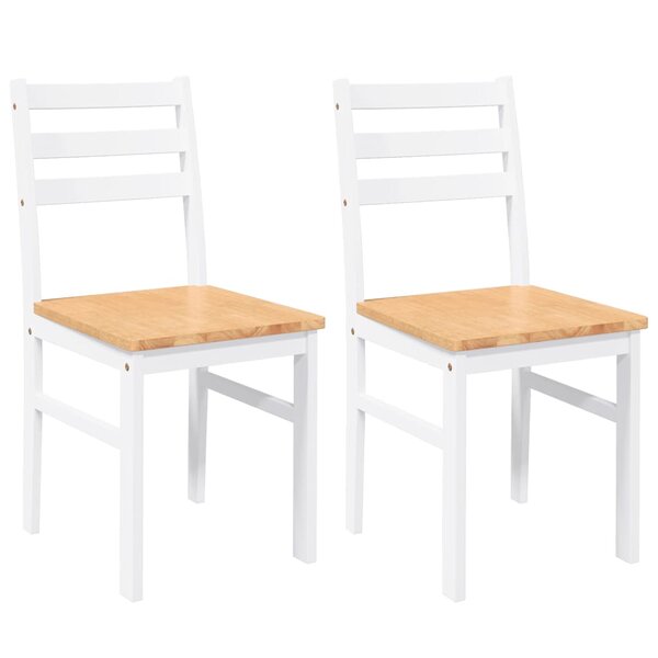 vidaXL Chaises à manger 2 Pièces blanc bois massif caoutchouc