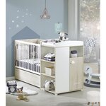 Lit bébé combiné évolutif Smile hêtre Cendré