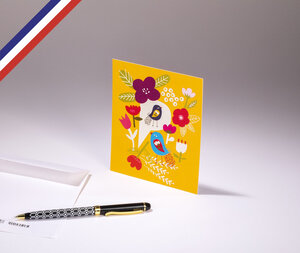 Carte simple bouton d'or créée et imprimée en france - la lettre p