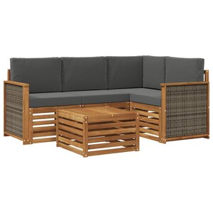 vidaXL Ensemble de canapés d'extérieur 5 pc Naturel et Anthracite