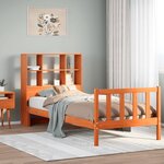 vidaXL Lit bibliothèque sans matelas cire marron 90x190 cm pin massif