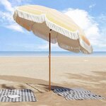 vidaXL Parasol Jaune et blanc Ø 205 x 209 cm Acier