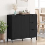 vidaXL Buffet avec tiroir Noir 89 5 x 33 x 82 cm Bois d'ingénierie