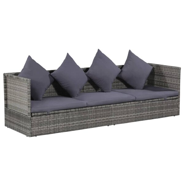 Lit de jardin gris 200 x 60 cm résine tressée 02_0012002