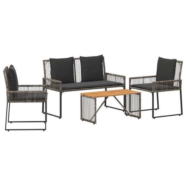vidaXL Ensemble de meubles d'extérieur 9 Pièces Gris et Gris foncé