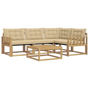 vidaXL Ensemble de canapés d'extérieur 5 pc Blanc et Beige