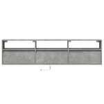 vidaXL Meuble TV mural avec LED gris béton 180x31x45 cm